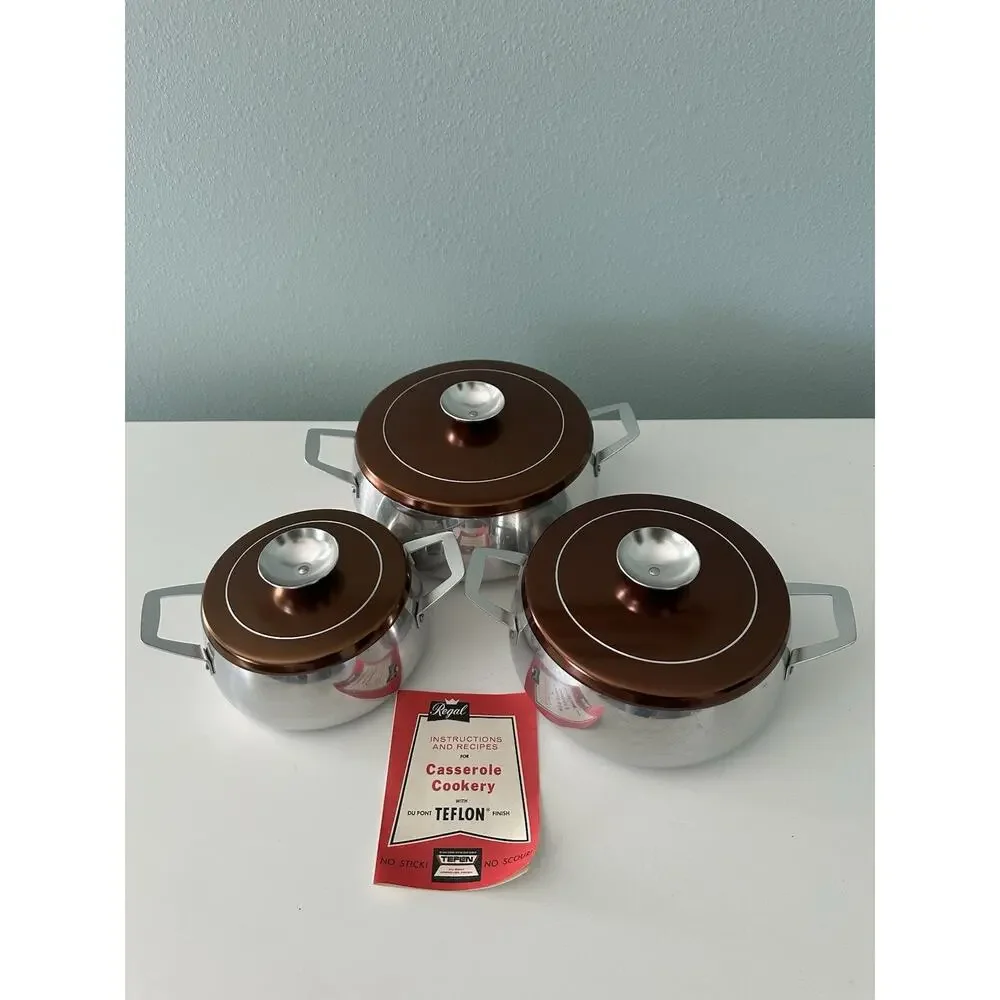 Vintage Regal Ware Aluminum & Copper Sauce Pan Dutch Ovens Set Of 3